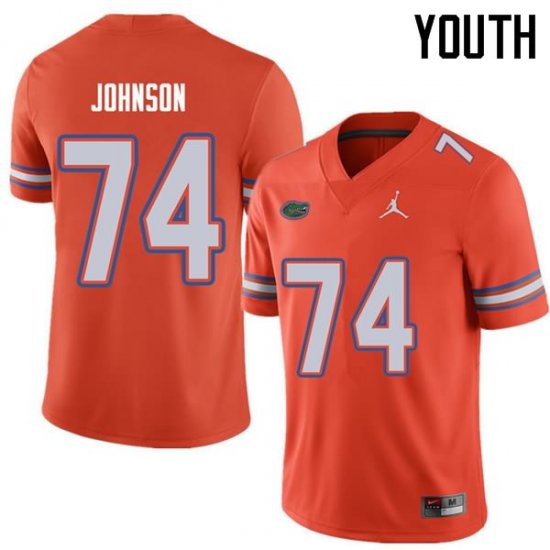 Youth Florida Gators #74 Fred Johnson NCAA Jordan Brand Orange Authentic Stitched College Football Jersey ORW1362RL